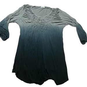 Charcoal Ruched Ombre Tunic Unity World Wear Size 1X Super Soft Whimsy Goth